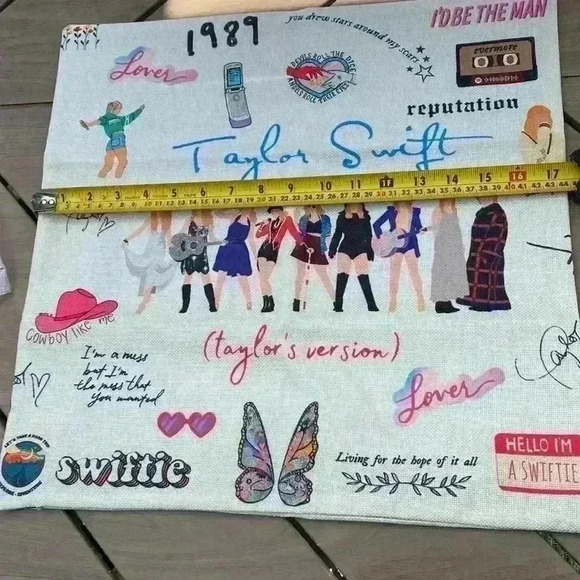 Taylor Swift stickers, make-up/pencil bag, pillow case bundle from Amazon. New - Picture 11 of 12